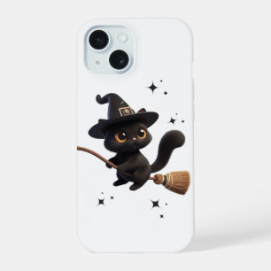 Chats en sorcière noire d'Halloween à cheval Étoil
