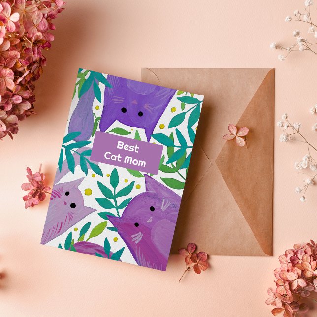 Chats et branches Meilleur chat maman jour Carte d (Créateur téléchargé)