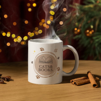 Chats et livres design minimaliste Mug