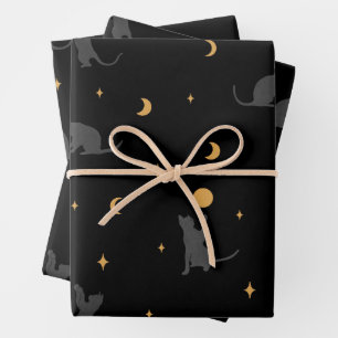 Chats et Phases Lune Envelopper les feuilles de pa