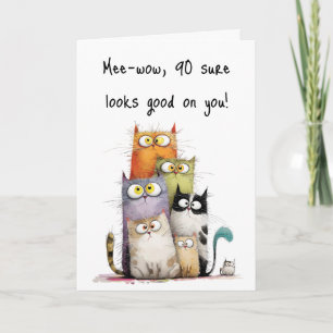 Chats Fantaisistes Grands Yeux Carte de Vœux 90e A