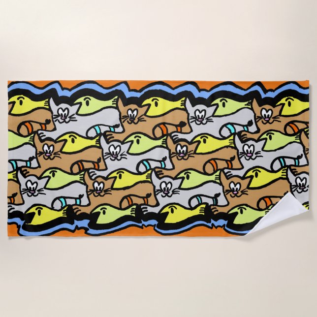 Chats graphiques et serviette de plage en caricatu (Devant)