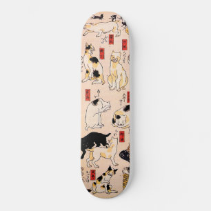 Chats japonais par Utagawa Kuniyoshi Skateboard