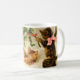 Chats jouant dans la neige Vintage Christmas Mug
