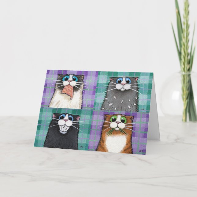 Chats Jusqu'À Pas De Bonne Carte De Voeux (Devant)