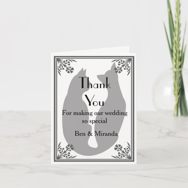 Chats Mariage Carte de remerciements moderne Chat (Devant)