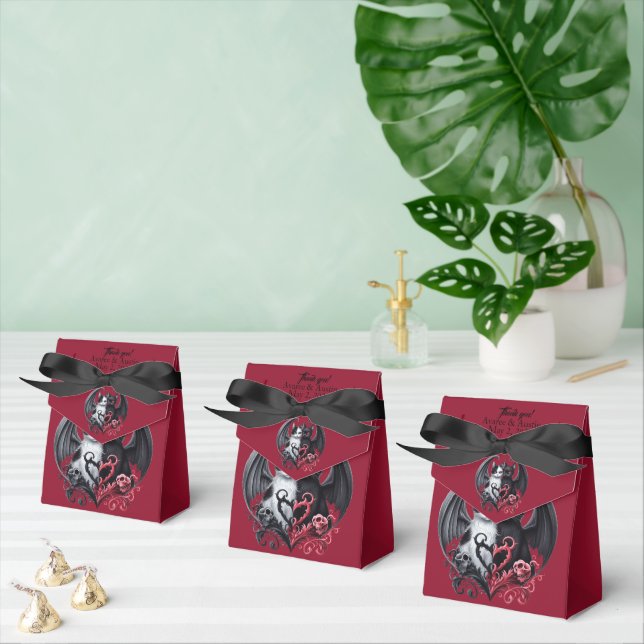 Chats Mariages gothiques noirs et roses Ballotins (Multiple)