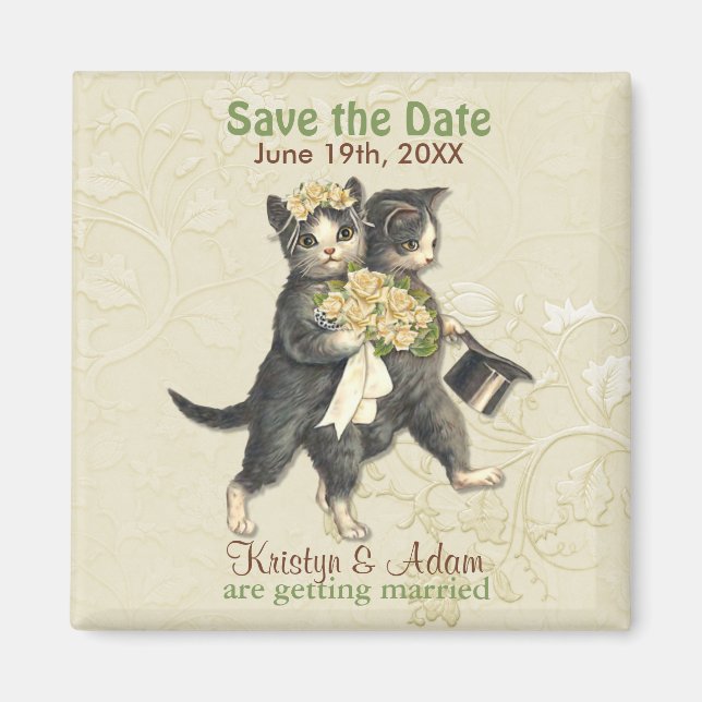 Chats mariages Magnet Réservez la date - ivoire (Devant)