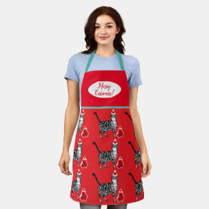 Chats mignons Chats Joyeux Noël Rouge Bleu tablier