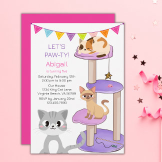 Chats mignons Invitation colorée pour l'anniversai