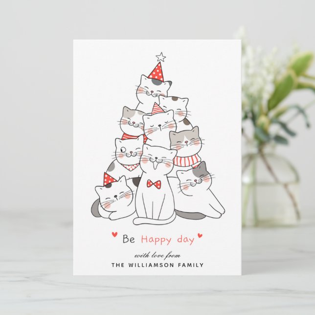 Chats mignons Joyeuse carte de Noël (Debout devant)
