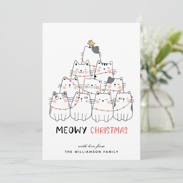 Chats mignons Joyeuse carte de Noël (Debout devant)