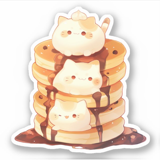 Chats Mochi mignons et Sticker au crêpe au chocola (Devant)