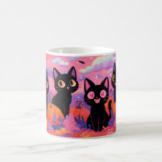 Chats noirs dans une Mug Citrouille Patch