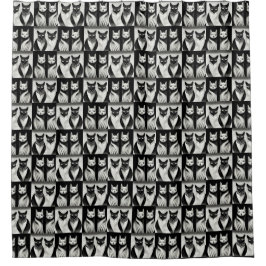 Chats noirs et blancs Douche rideau