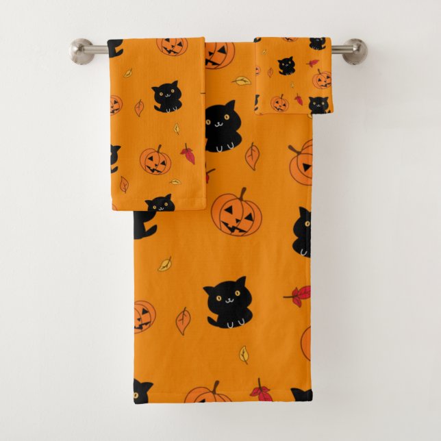 Chats Noirs Halloween Et Motif Citrouille (En situation)
