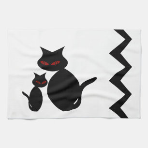 Chats noirs Mama et bébé Art Déco Serviettes de cu