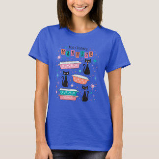 Chats noirs mi-siècle rétro Kitty Pyrex T-Shirt