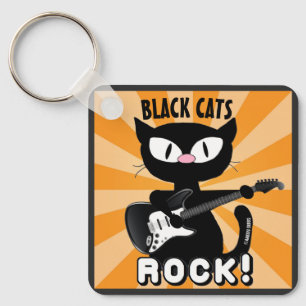 Chats noirs rock ! Porte-clés personnalisé