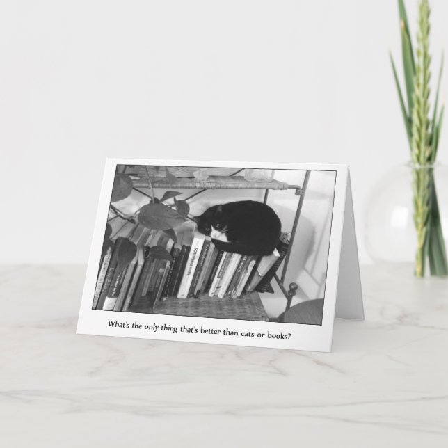 Chats qui aiment les livres Carte d'anniversaire (Devant)
