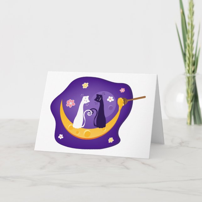 Chats sur Honey Moon Carte de voeux (Devant)