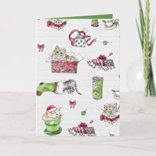 Chats sur la carte de Noël