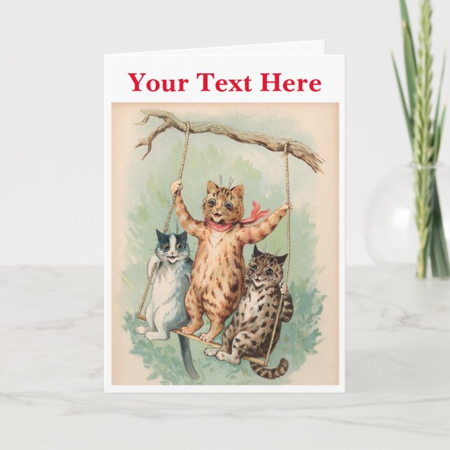 Chats sur une aile - Louis Wain Carte de remerciem (Devant)