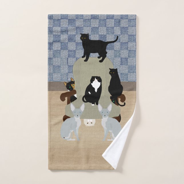 Chats sur une grande chaise Serviette main (Serviette à main)