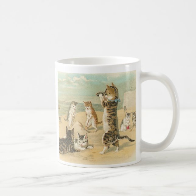 "Chats tasse vintage sur plage" (Droite)