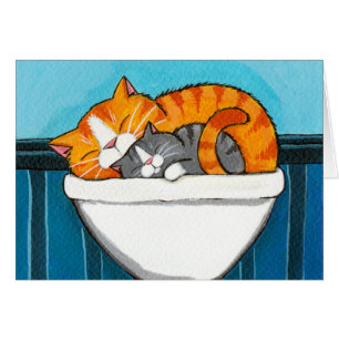 Chats tigrés dans l'évier - carte vierge d'art de