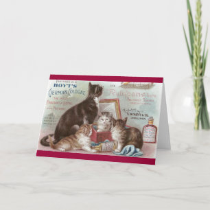 Chats vendant la carte commerciale victorienne de