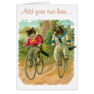 Chats vintages sur la bicyclette