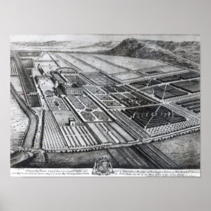 Chatsworth Haus, graviert von Johannes Kip Poster