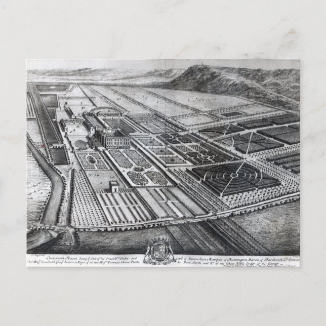 Chatsworth House, eingraviert von Johannes Kip Postkarte (Vorderseite)