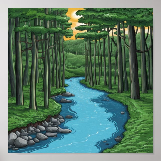 Chattahoochee River Georgia Painting Poster (Vorne)
