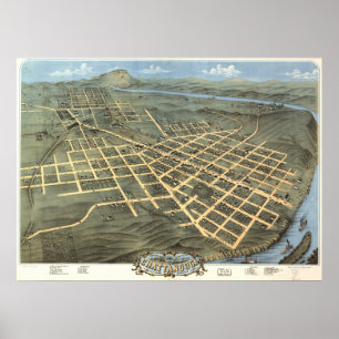 Chattanooga Tennessee 1871 Antike Panoramakarte Poster