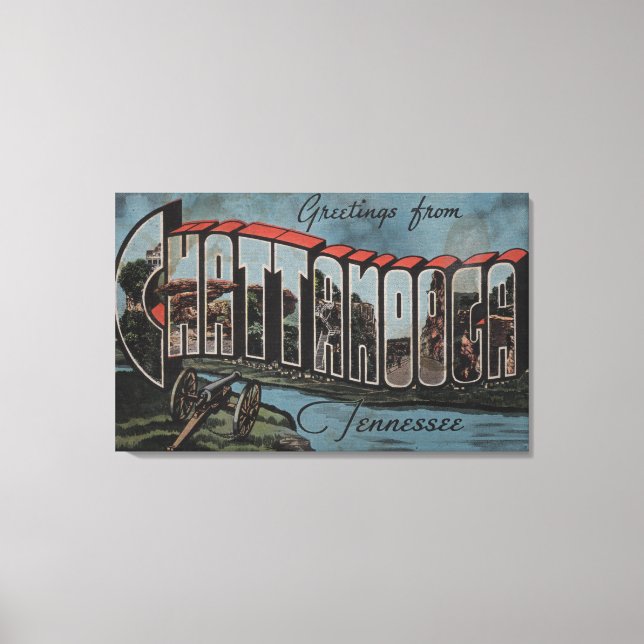 Chattanooga, Tennessee (Flusslandschaft) Leinwanddruck (Vorderseite)