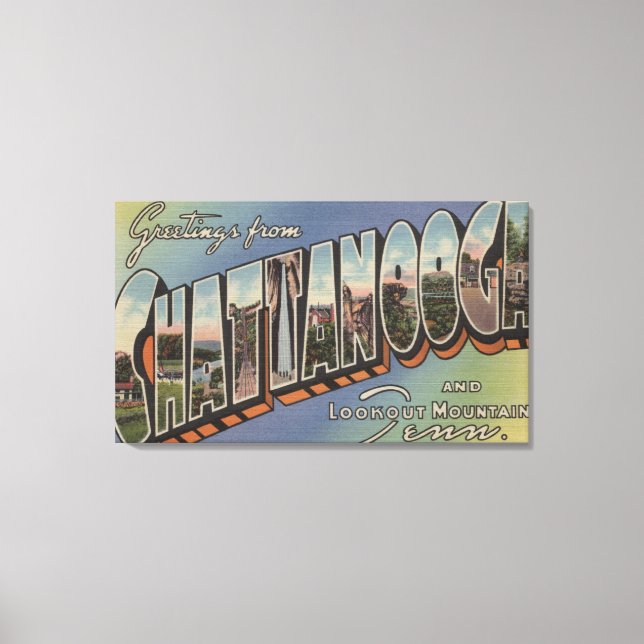 Chattanooga, Tennessee - Große Buchstabenszenen Leinwanddruck (Vorderseite)