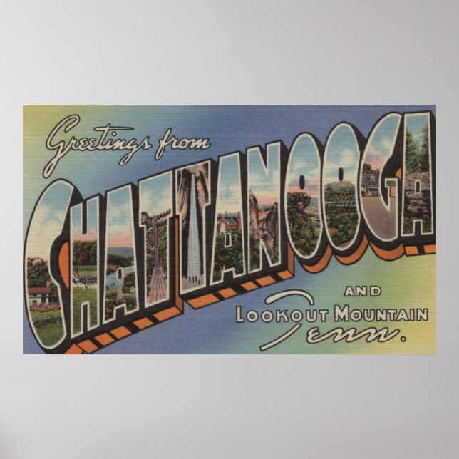 Chattanooga, Tennessee - Große Buchstabenszenen Poster (Vorne)