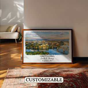 Chattanooga Tennessee Poster, Aquarell, Maßanferti Poster