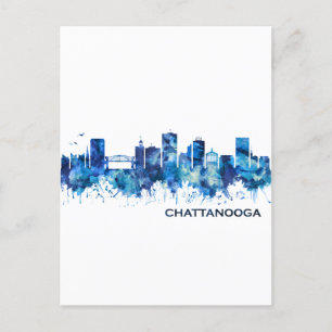 Chattanooga Tennessee Skyline Blue Einladungspostkarte