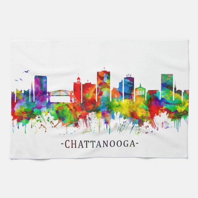 Chattanooga Tennessee Skyline Geschirrtuch (Horizontal)