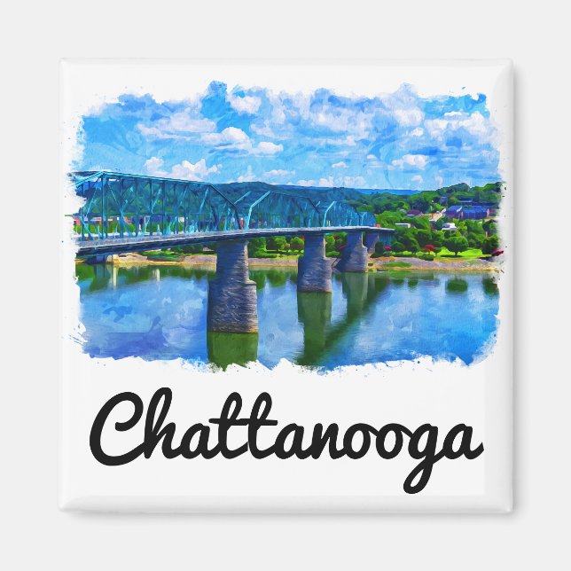 Chattanooga Tennessee Wasserfarbe Magnet (Vorne)