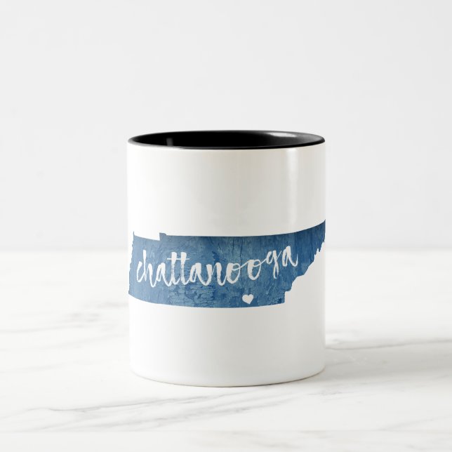 Chattanooga Tennessee Wood Grain Zweifarbige Tasse (Mittel)