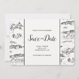 Chattanooga Toile Black and White Save the Date