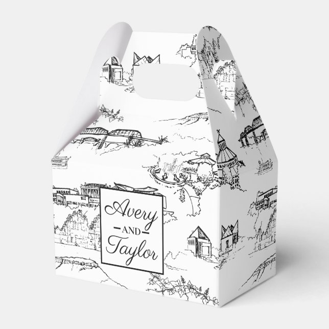 Chattanooga Toile Black and White Wedding Geschenkschachtel (Vorderseite)