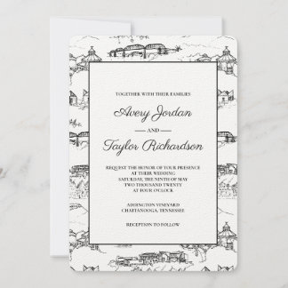 Chattanooga Toile Black und White Einladung