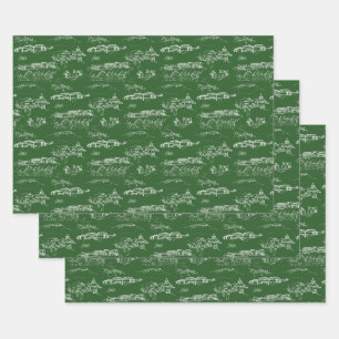 Chattanooga Toile Green Holiday Wrap 3 Blätter