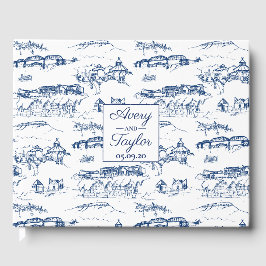 Chattanooga Toile Navy und White Wedding Gästebuch