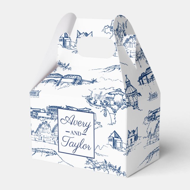 Chattanooga Toile Navy und White Wedding Geschenkschachtel (Vorderseite)